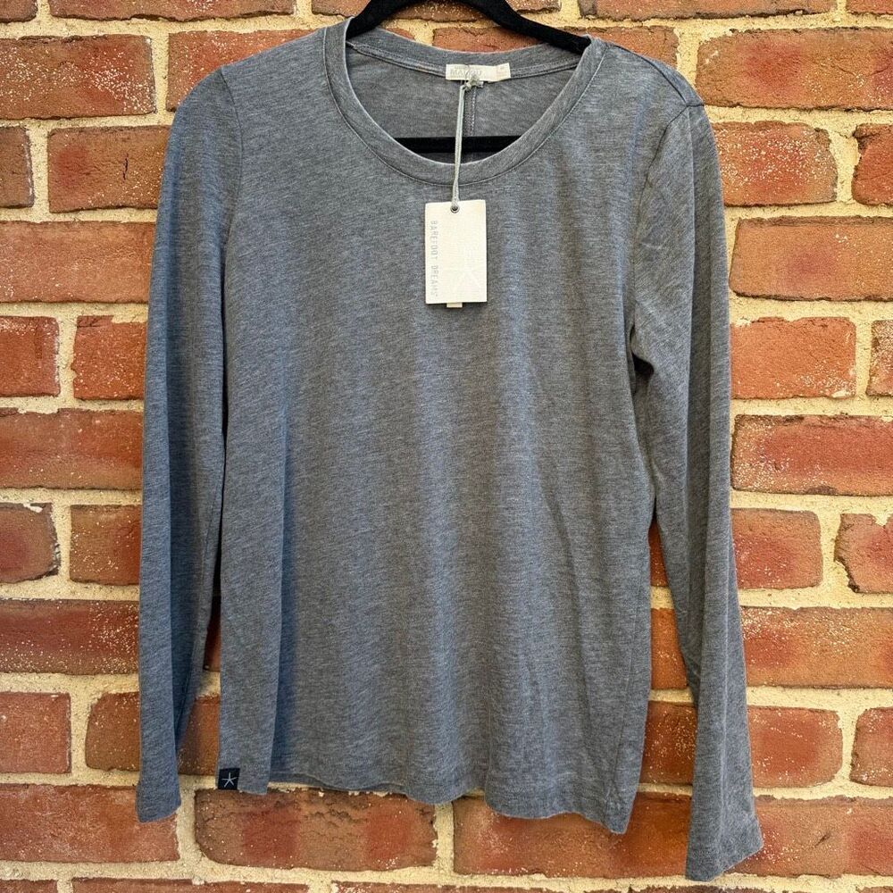 Barefoot Dreams Women's Malibu Collection Long Sleeve Burnout Tee Black M NWT